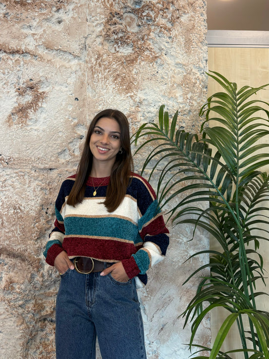 JERSEY CHENILLA RAYAS BURDEOS