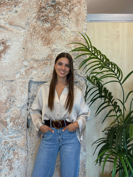 CAMISA SATINADA BEIGE
