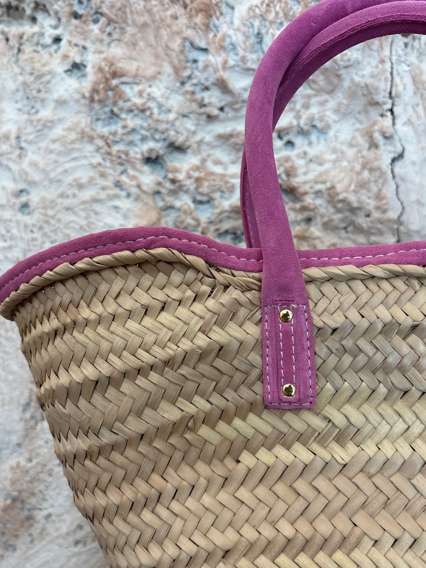 CESTA RAFIA COMBINADA ROSA