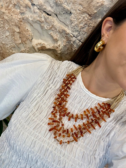 COLLAR PIEDRAS CAREY-PERLAS BEIGE
