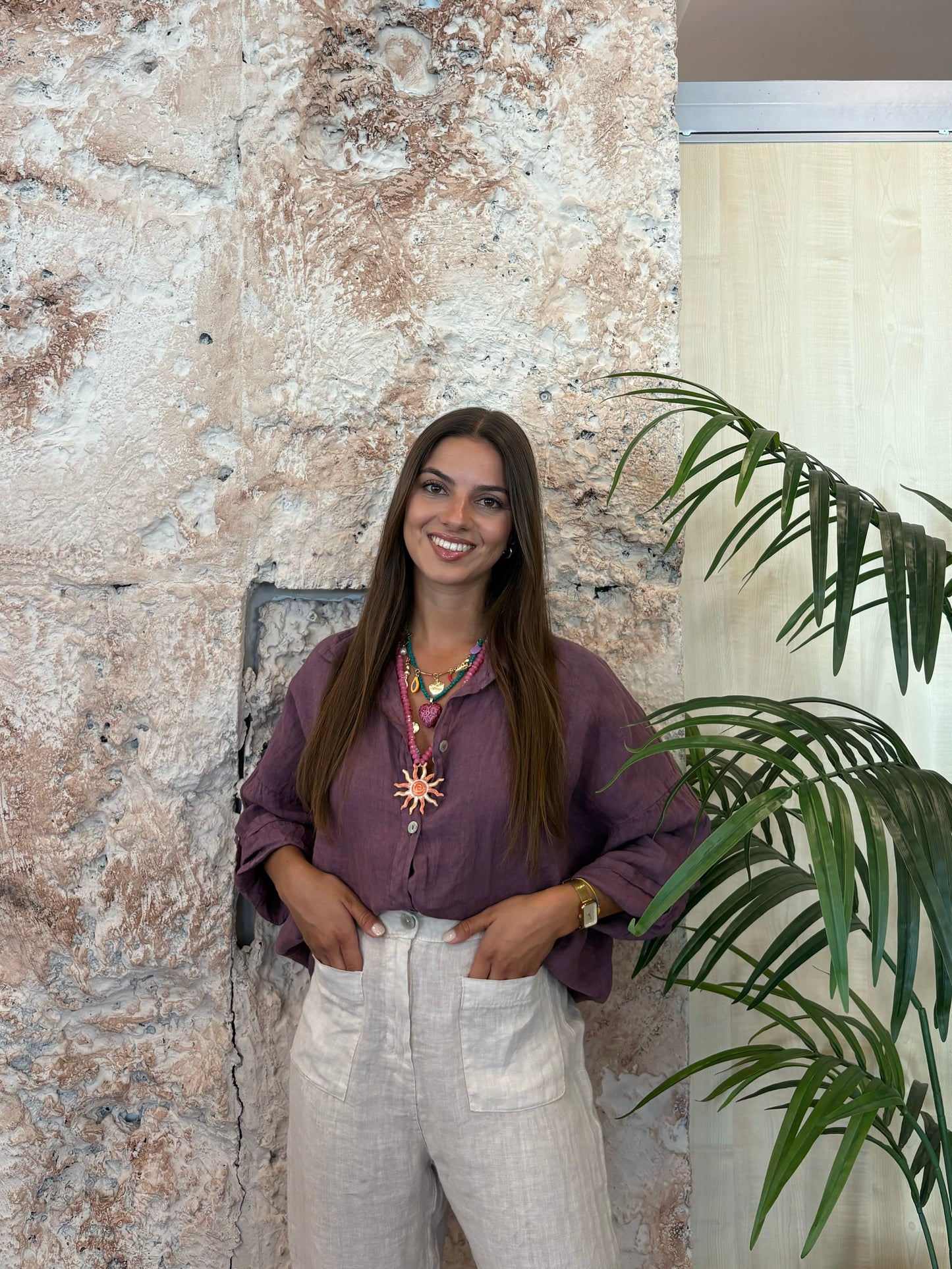 CAMISA LINO LILA