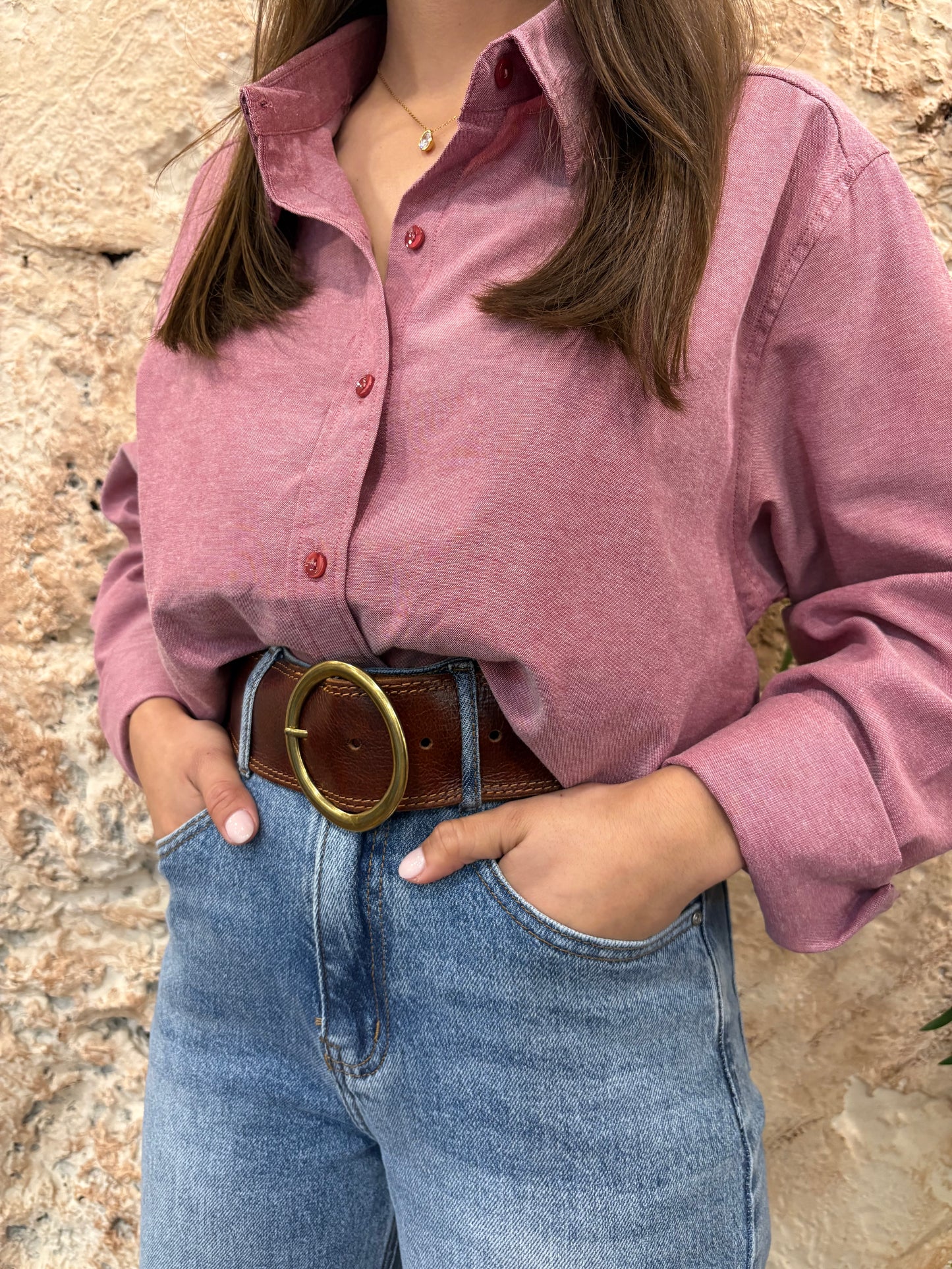 CAMISA OVERSIZE OXFORD ROSA