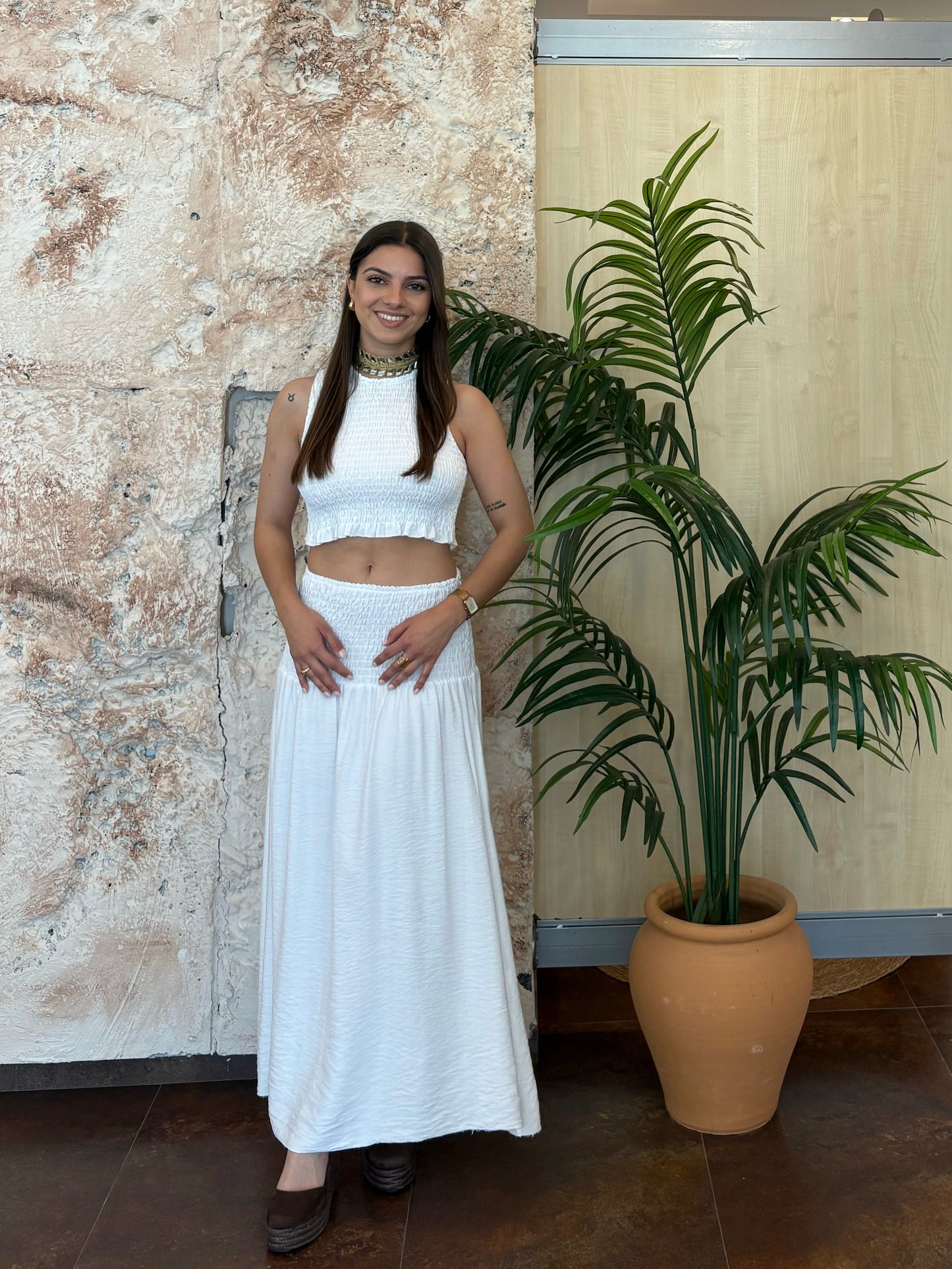 CONJUNTO TOP-FALDA BLANCO