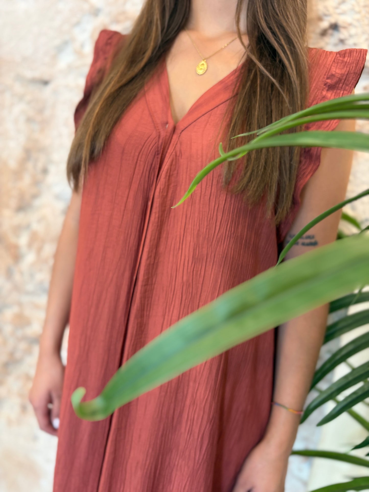 VESTIDO CAMISERO BAMBULA TEJA