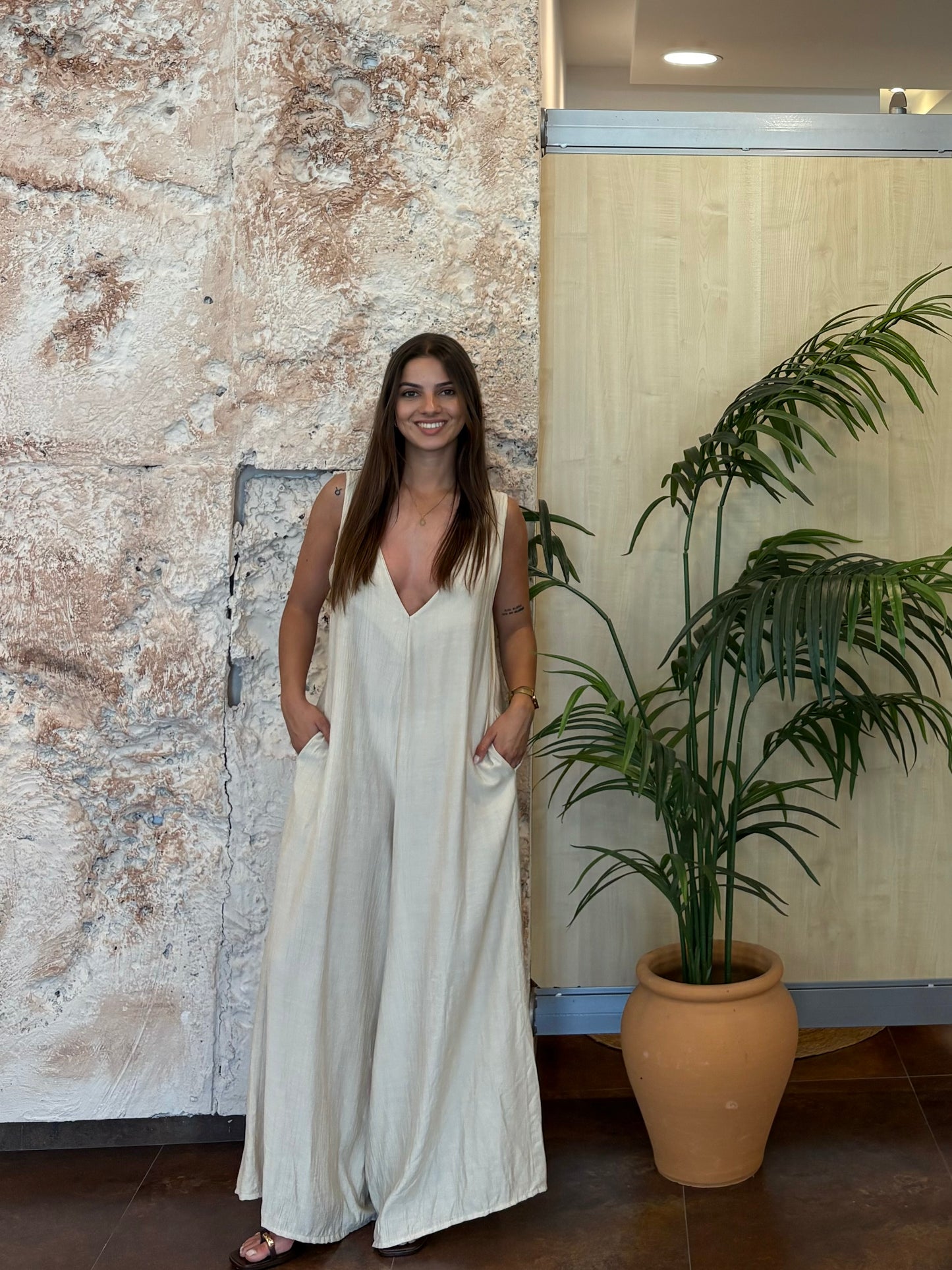 MONO PALAZZO FLUIDO BEIGE