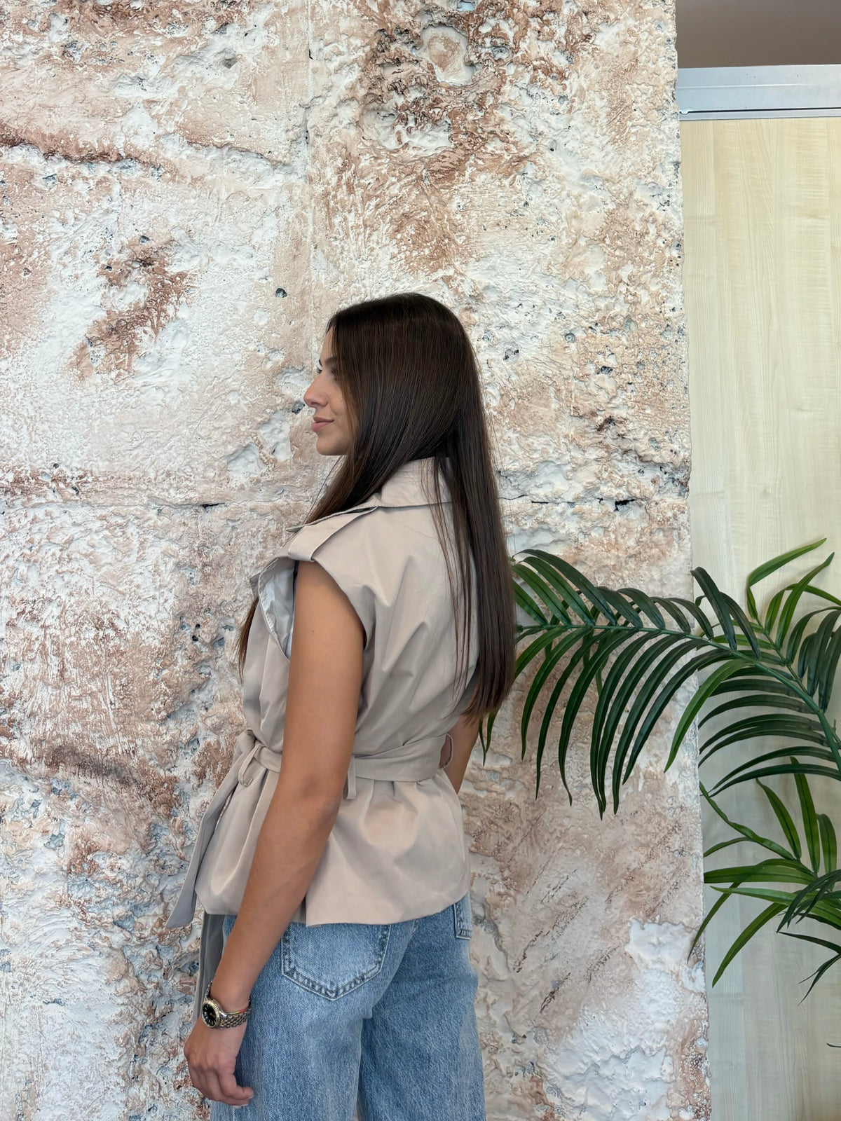 CHALECO GABARDINA BEIGE