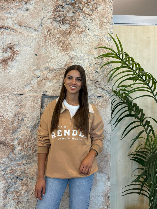 SUDADERA CAMEL CUELLO BEIGE