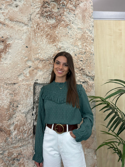BLUSA VERDE  PANEL GLITTER