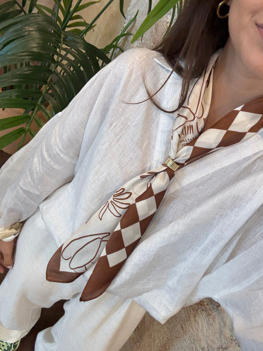 PAÑUELO CUELLO ESTAMPADO MARRÓN