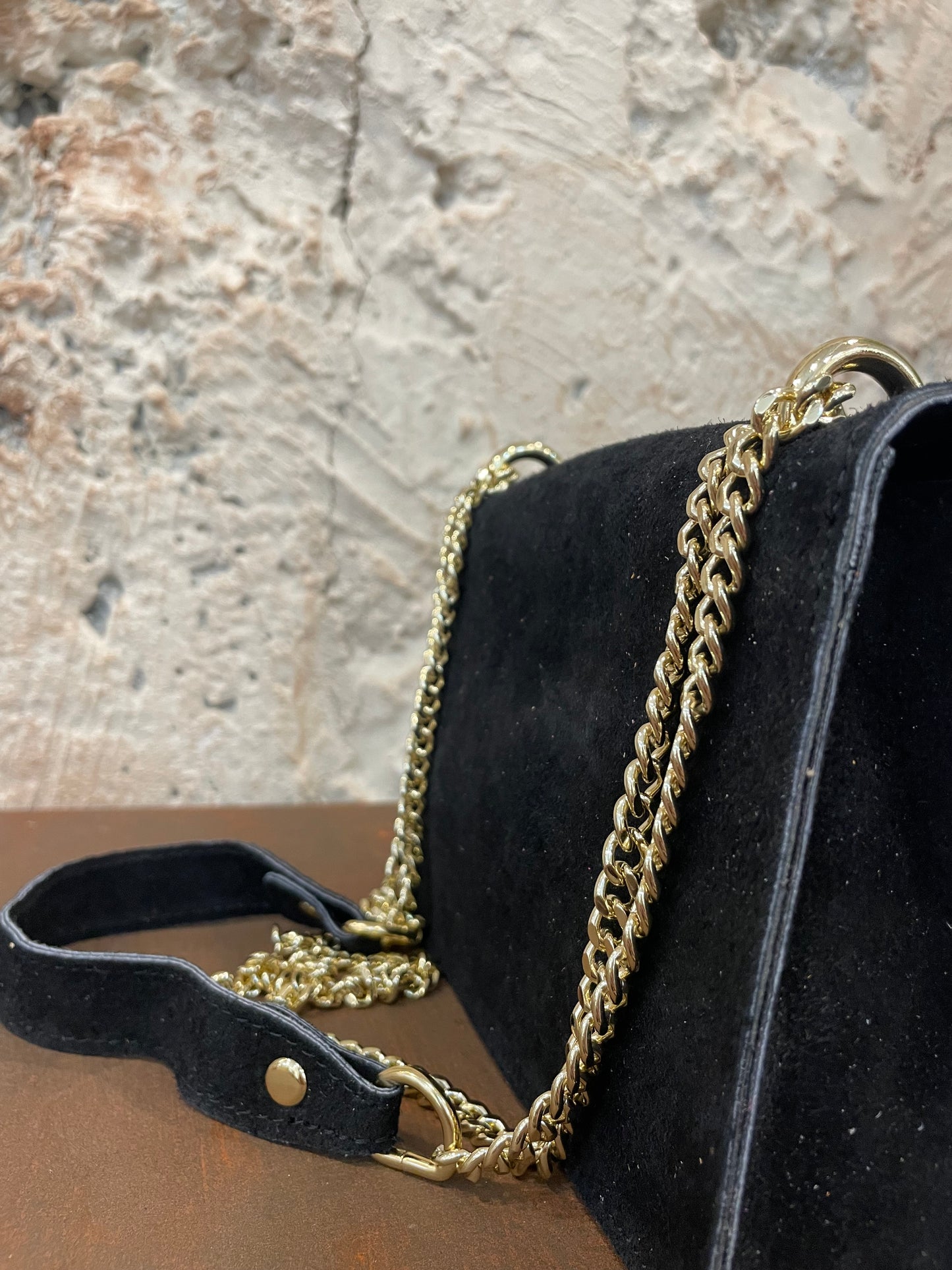 BOLSO PIEL ANILLA CUADRADO NEGRO