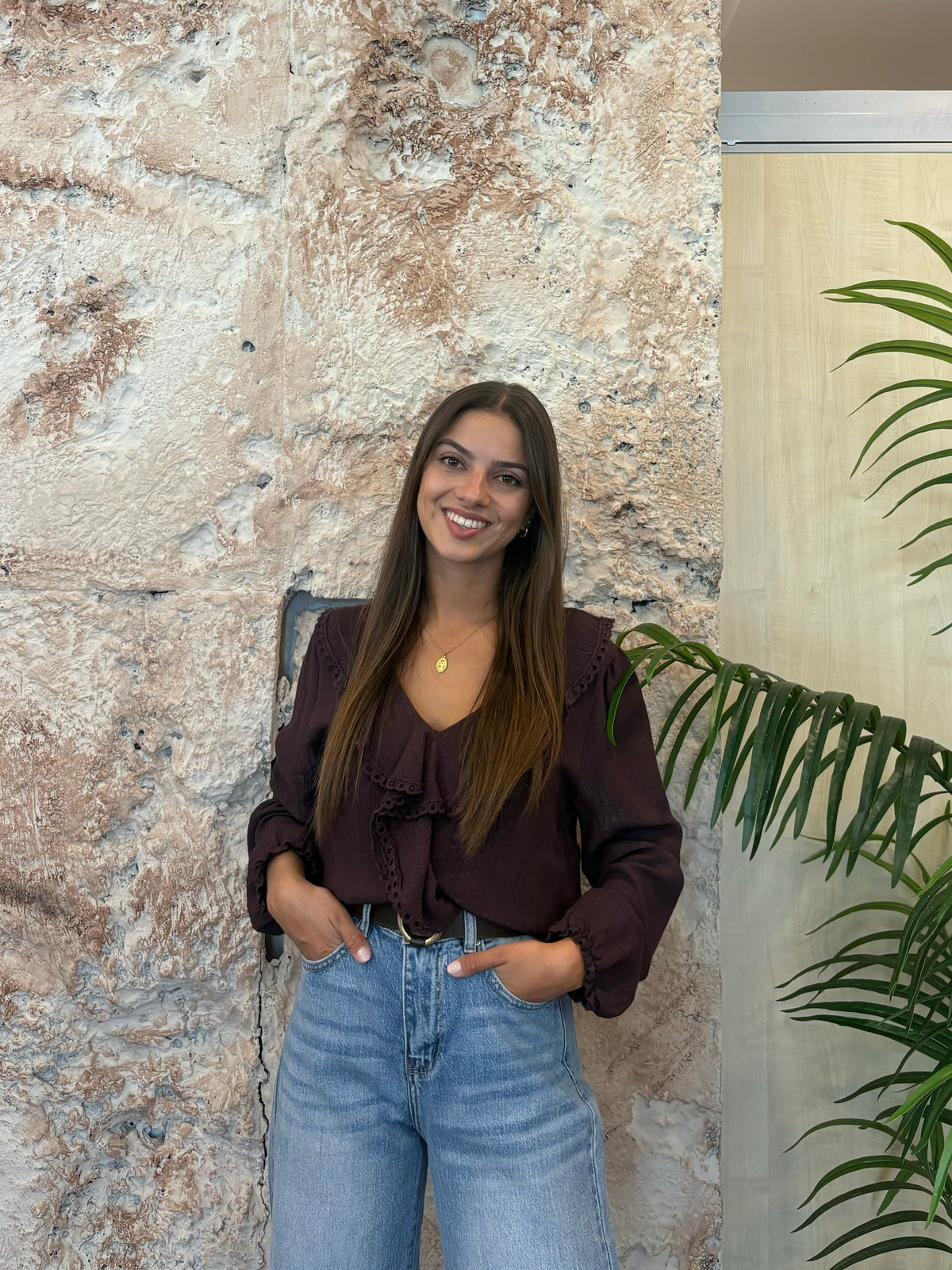 BLUSA CHORRERA GLITTER MORADA