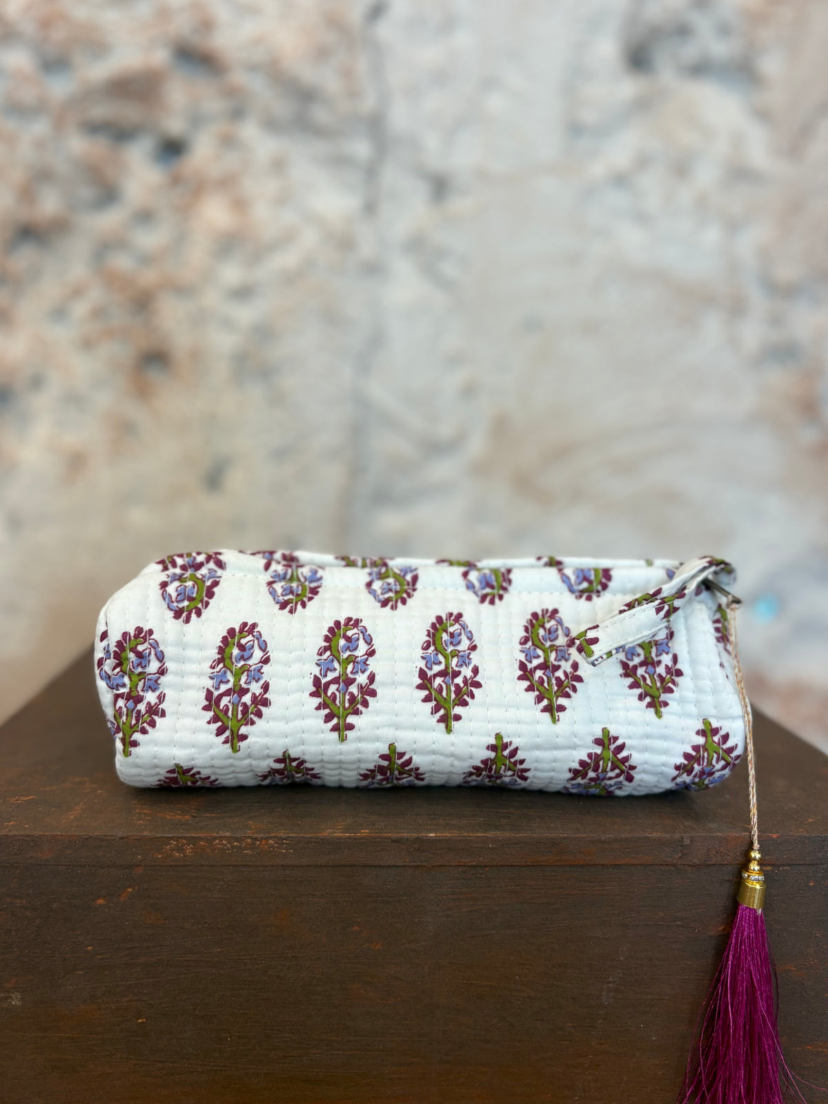 ESTUCHE PEQUEÑO ESTAMPADO BLANCO - BUGANVILLA