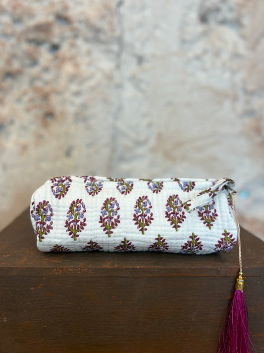 ESTUCHE PEQUEÑO ESTAMPADO BLANCO - BUGANVILLA