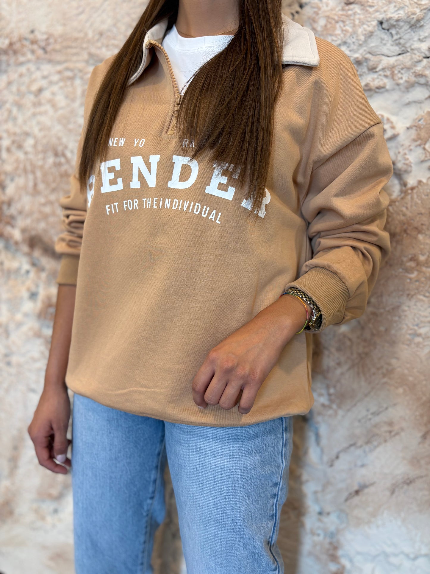 SUDADERA CAMEL CUELLO BEIGE