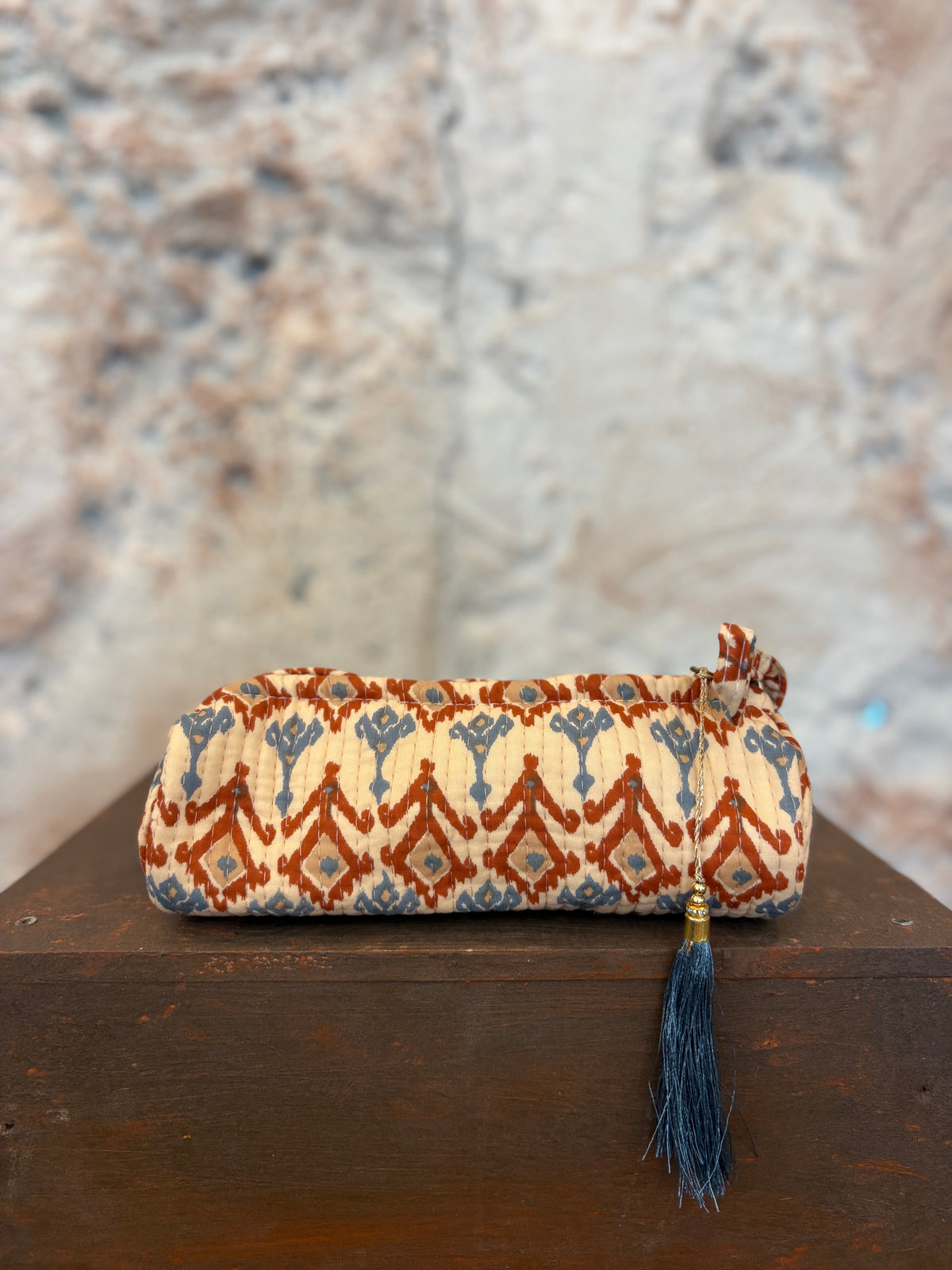 ESTUCHE PEQUEÑO ESTAMPADO TEJA