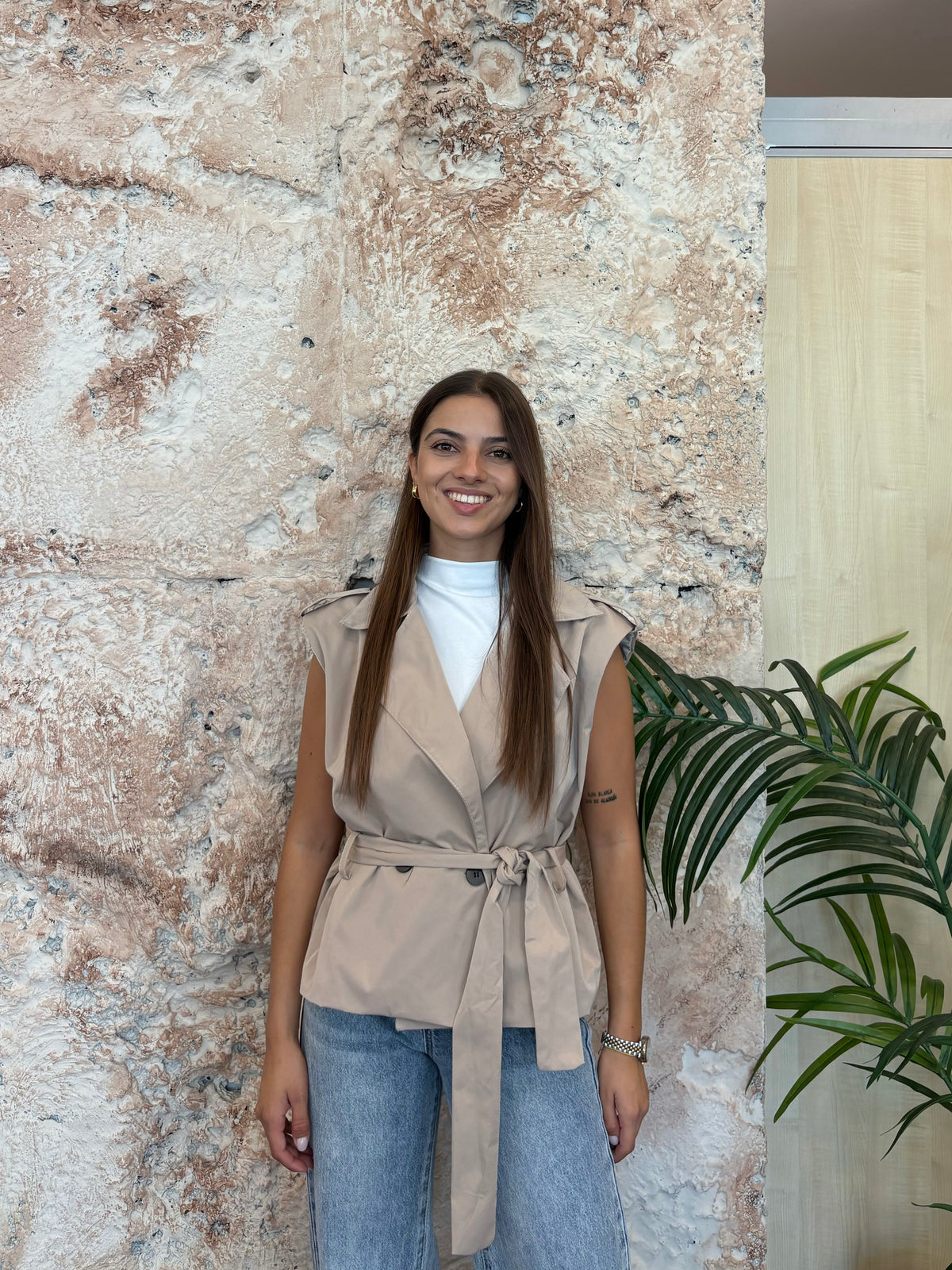 CHALECO GABARDINA BEIGE