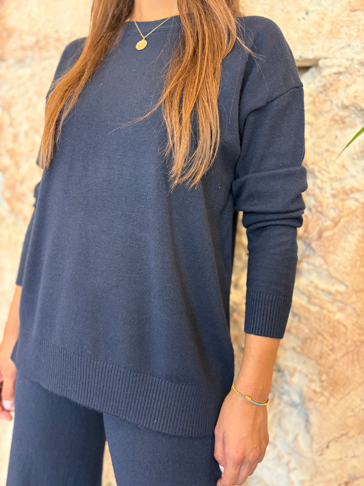 CONJUNTO PUNTO CUELLO REDONDO AZUL MARINO