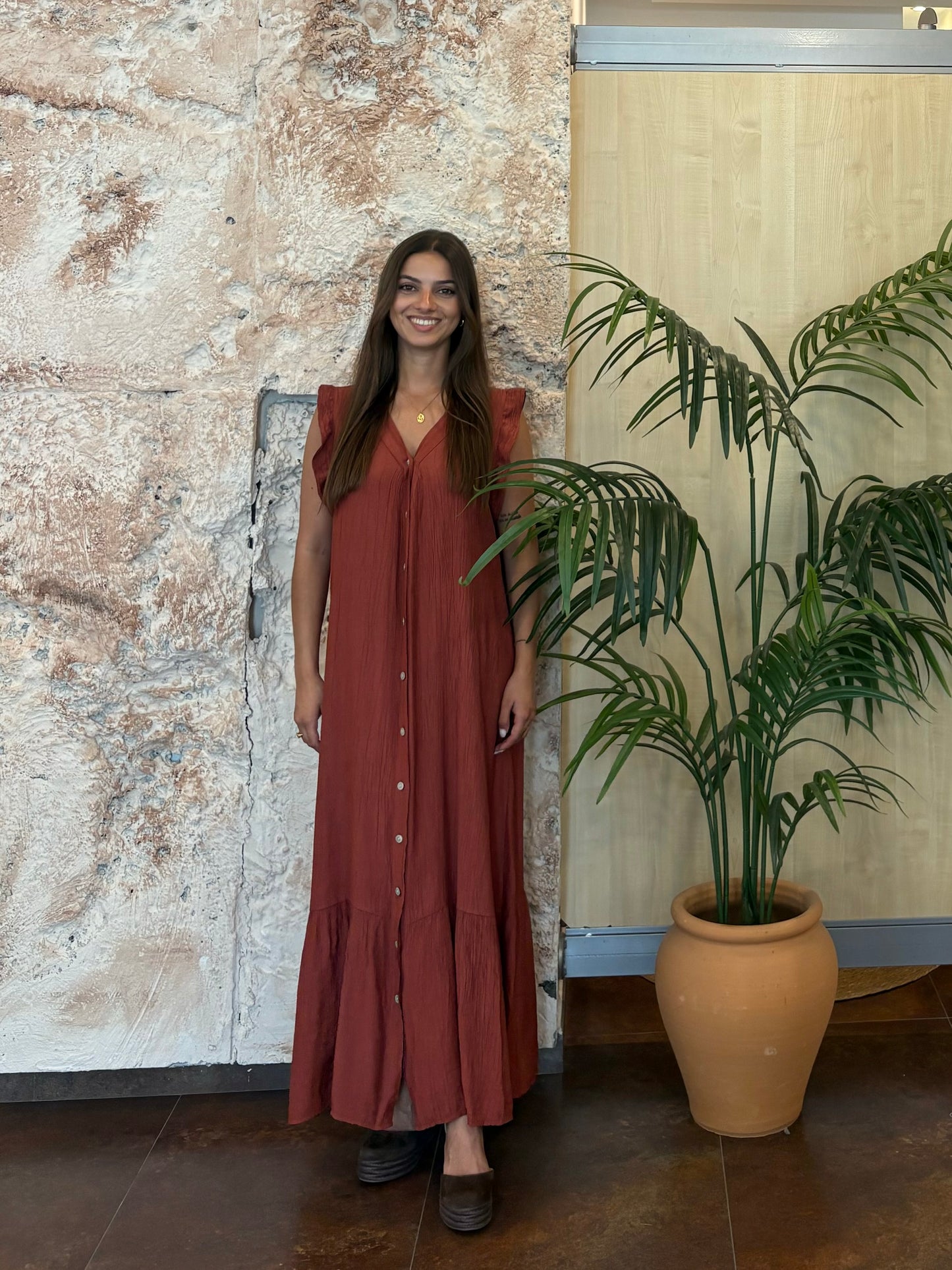 VESTIDO CAMISERO BAMBULA TEJA