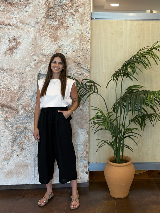 PANTALÓN CROPPED ANCHO NEGRO