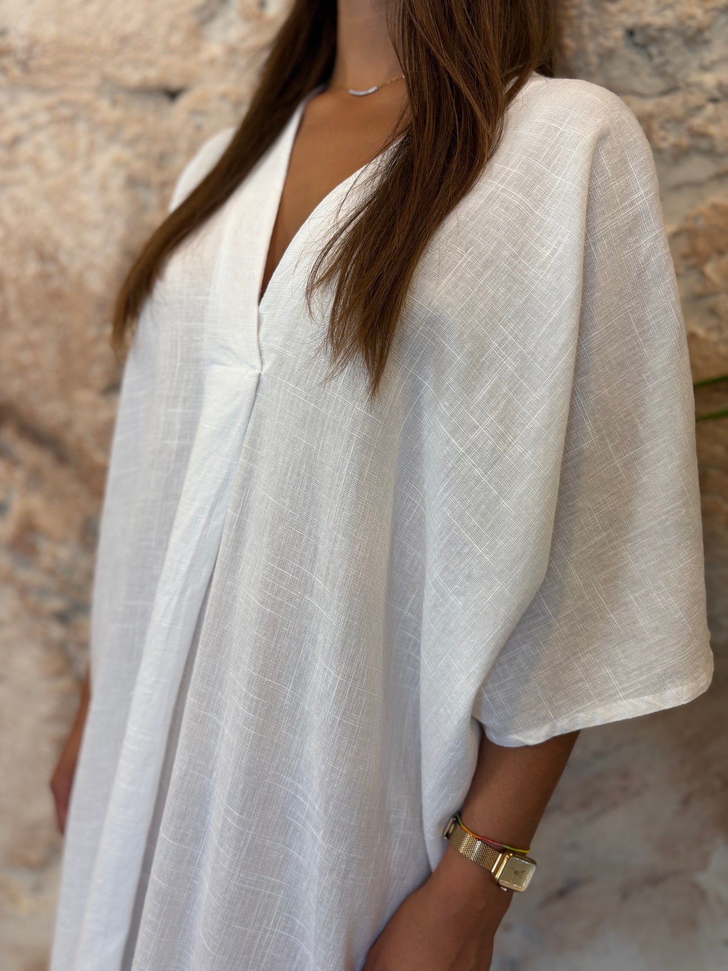 VESTIDO LARGO LINO BLANCO