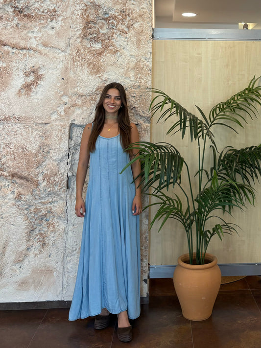 VESTIDO FLUIDO LARGO DENIM