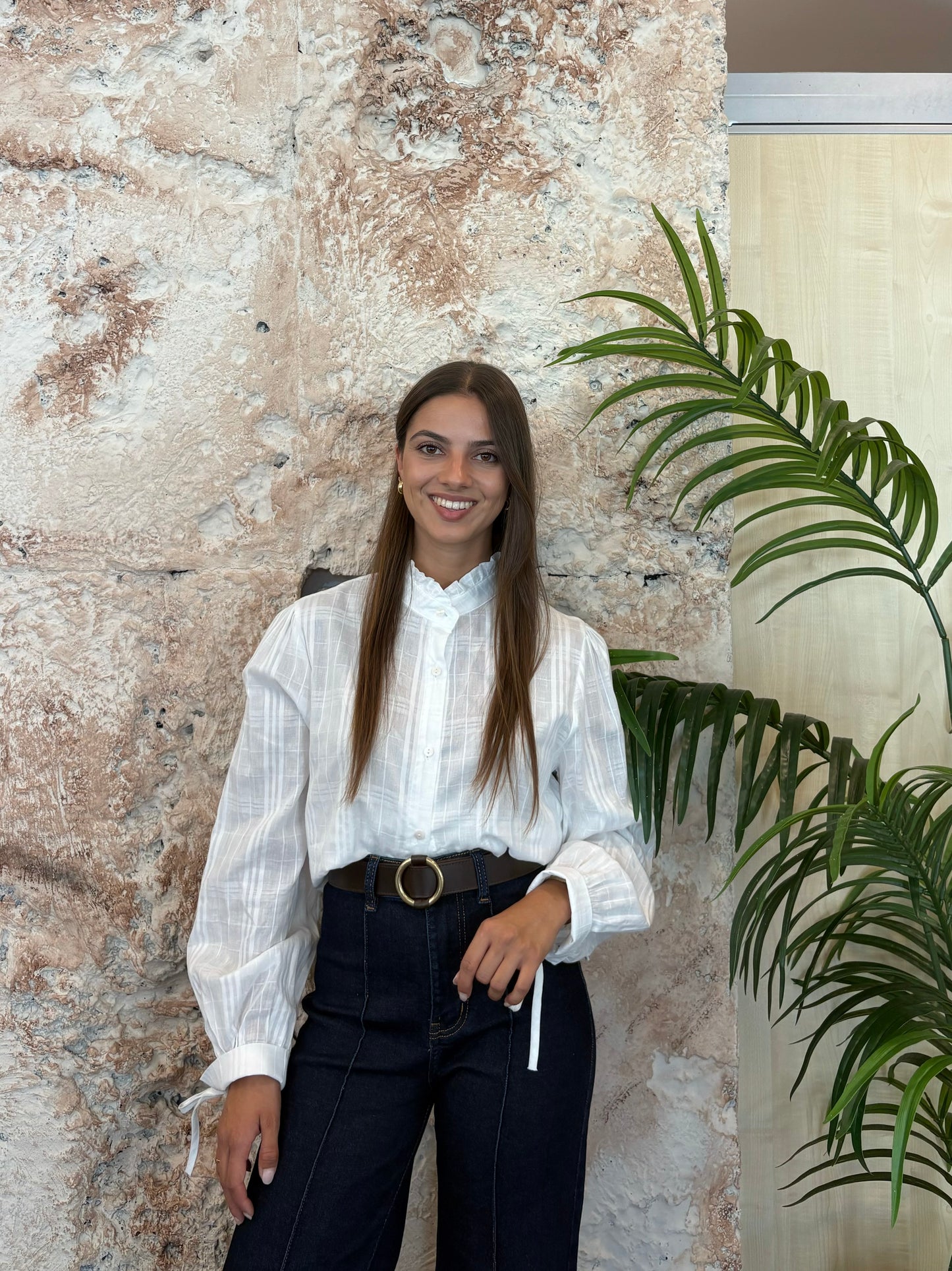 CAMISA CUELLO RIZO BLANCA