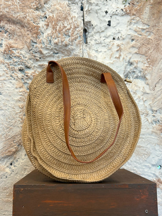 BOLSO DE HOMBRO REDONDO RAFIA