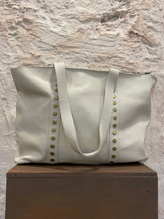 SHOPPER PIEL TACHAS BEIGE