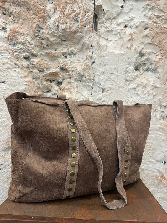 SHOPPER PIEL TACHAS TAUPE CLASSIC