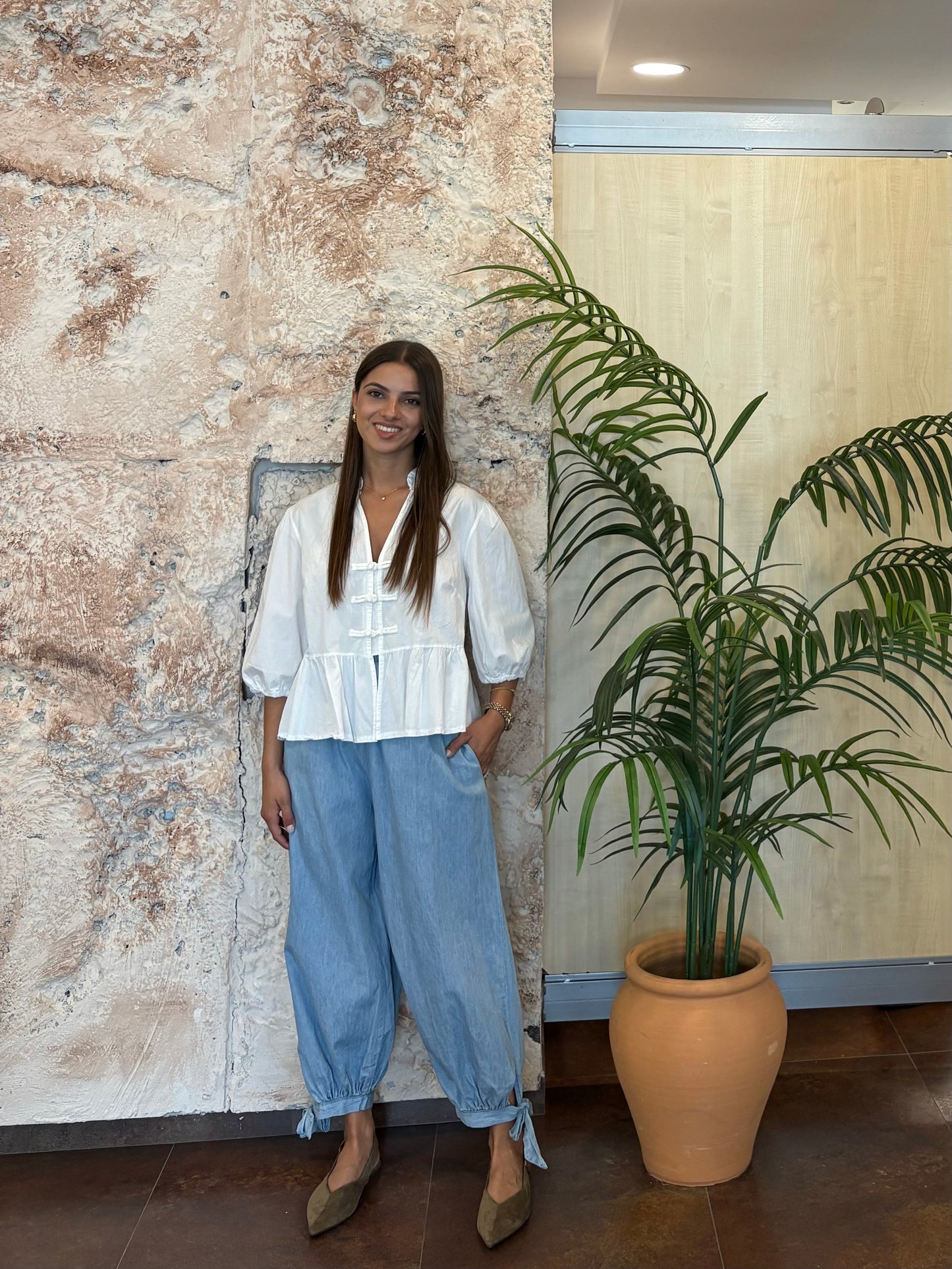 PANTALÓN BOMBACHO DENIM CLARO