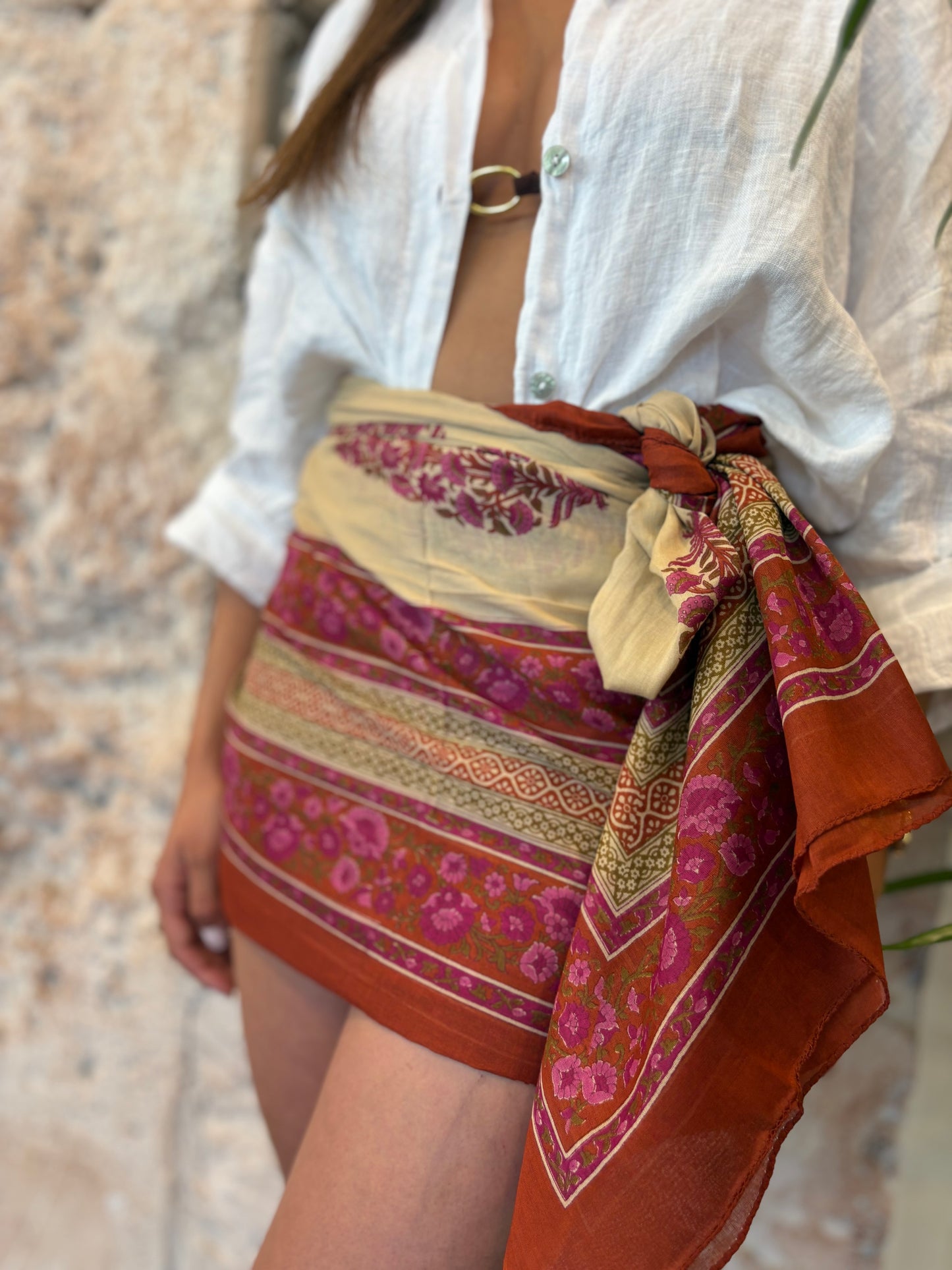 PAREO ESTAMPADO TEJA-BEIGE