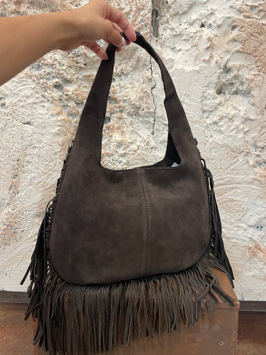 BOLSO PIEL FLECOS MINI MARRÓN