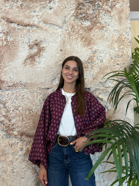 BOMBER ESTAMPADA MORADO-ROSA