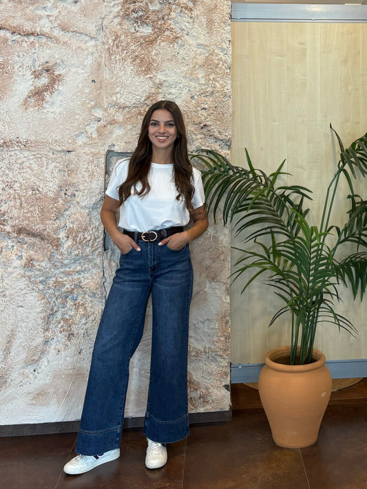 JEANS WID LEG OSCURO BAJO COSTURA