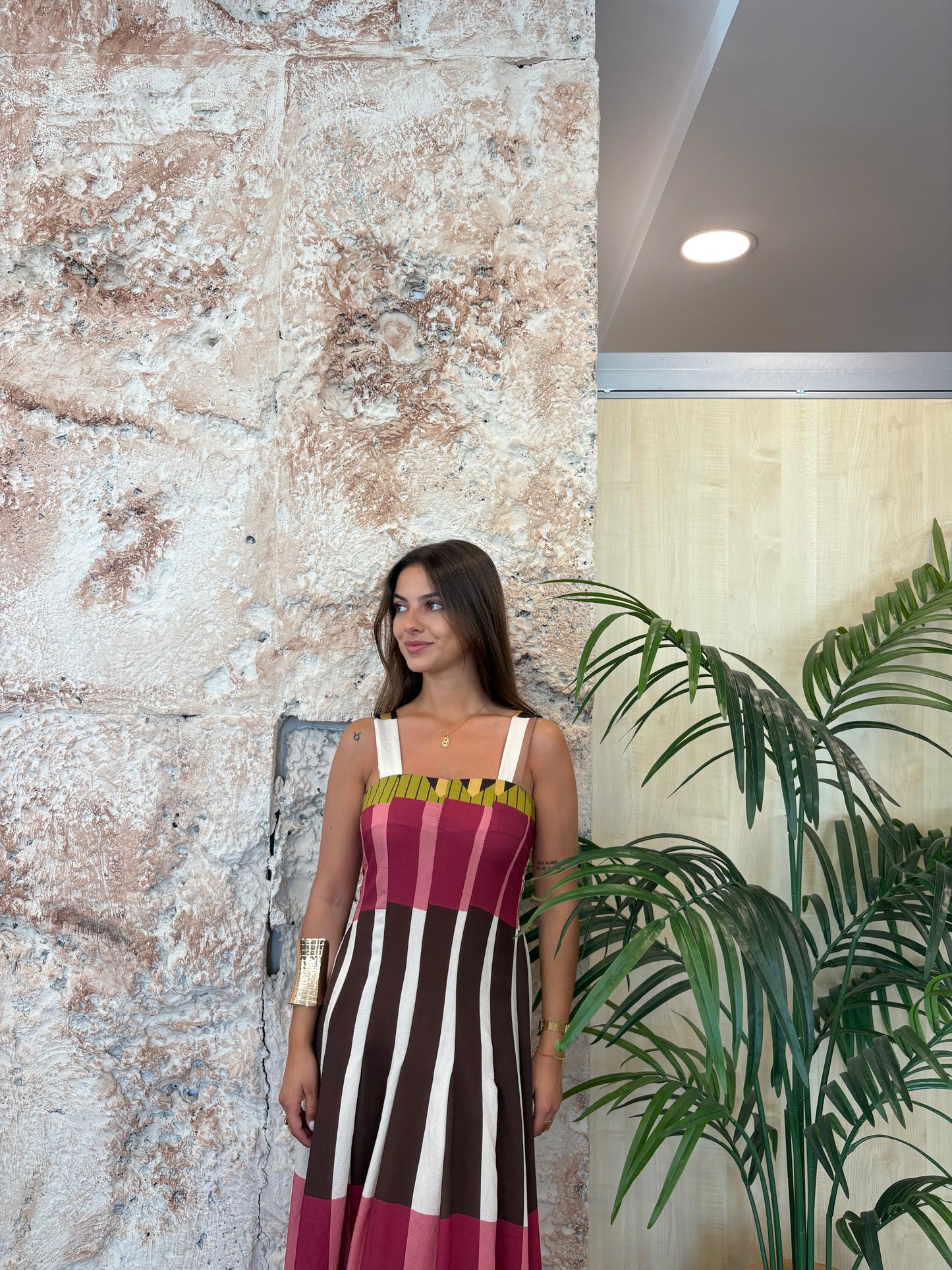 VESTIDO FLUIDO TIRANTE ESTAMPADO ÉTNICO