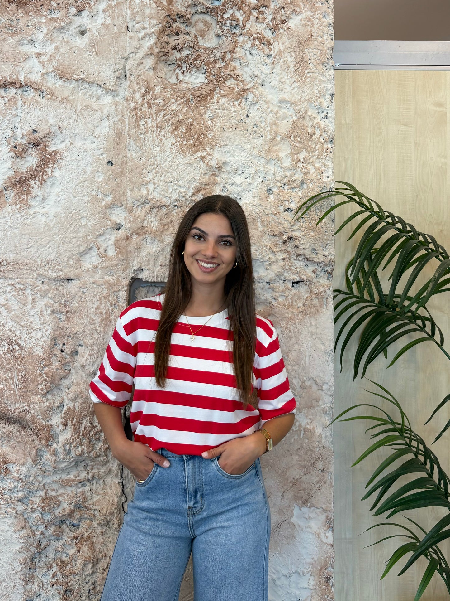 CAMISETA RAYAS ROJO- BLANCO