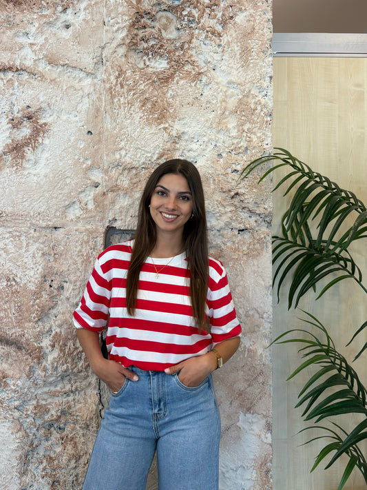 CAMISETA RAYAS ROJO- BLANCO