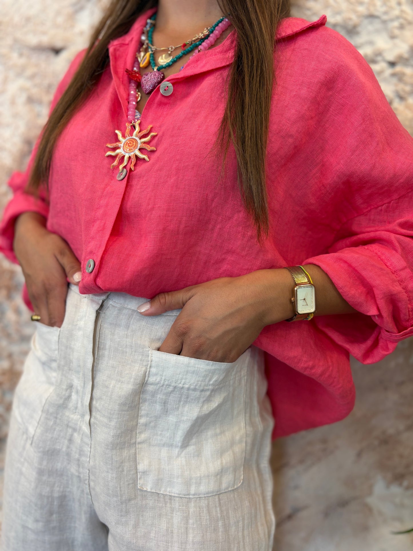 CAMISA LINO ROSA