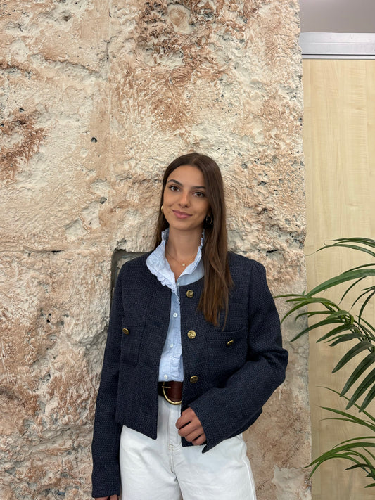 CHAQUETA TWEED MARINO