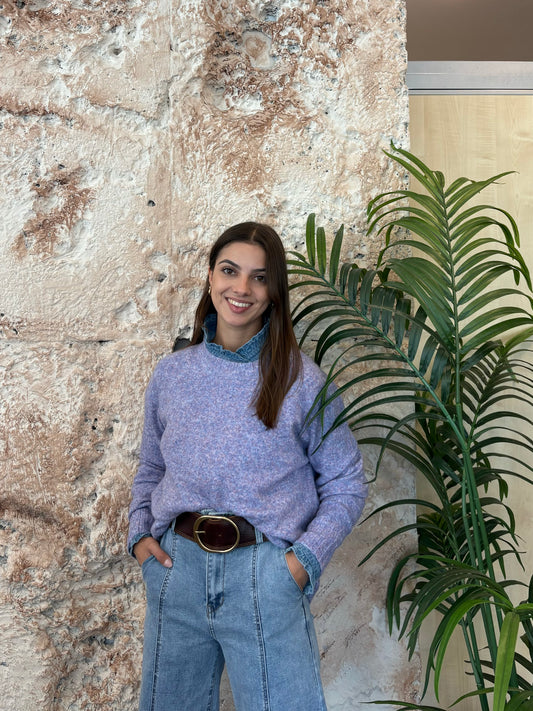 JERSEY MEZCLADO CUELLO REDONDO MALVA