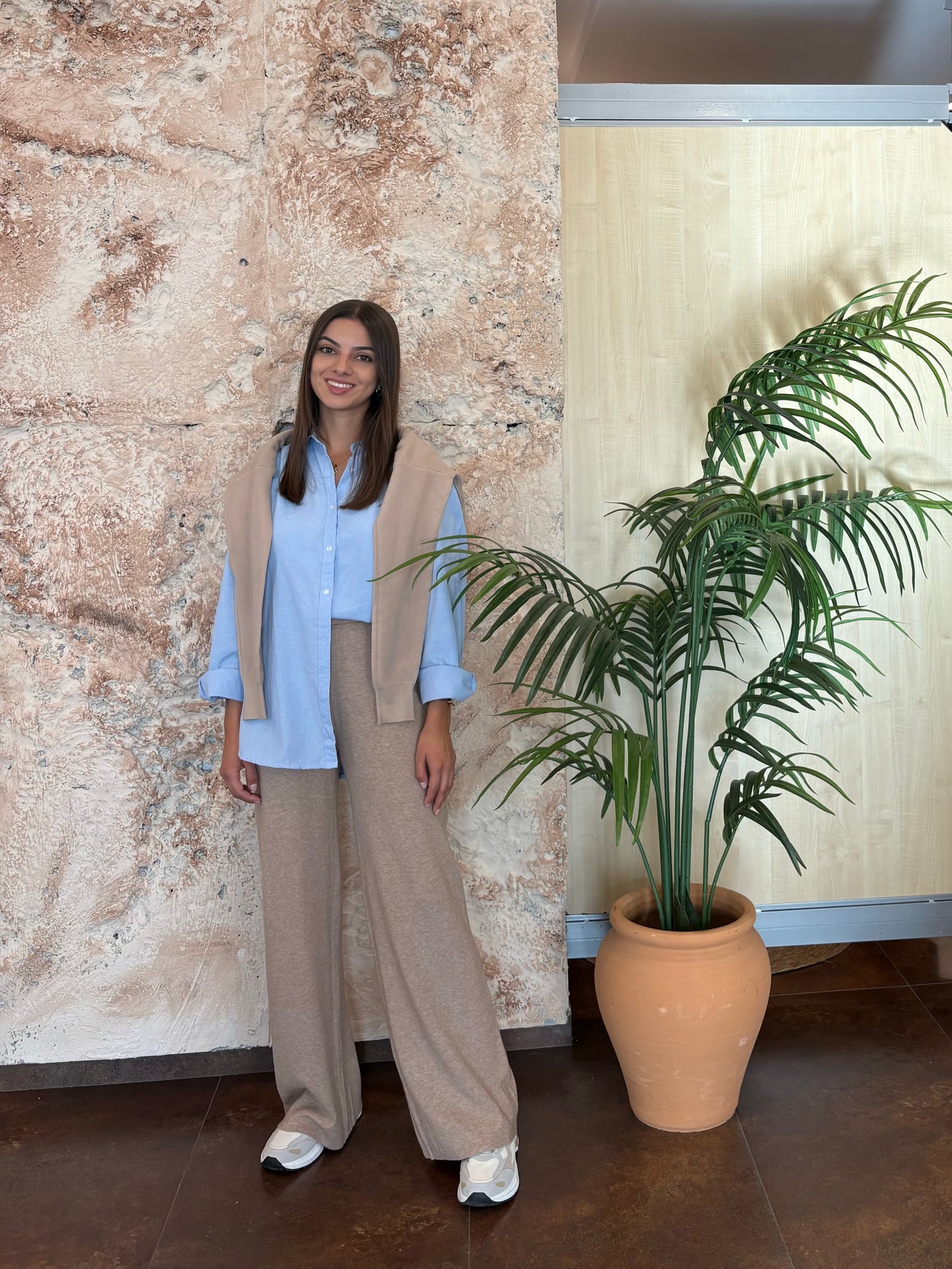 PANTALÓN PUNTO RECTO BEIGE