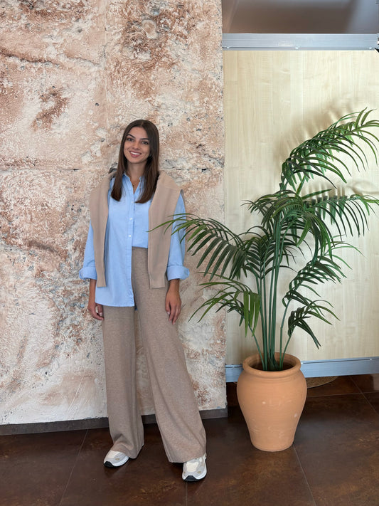 PANTALÓN PUNTO RECTO BEIGE