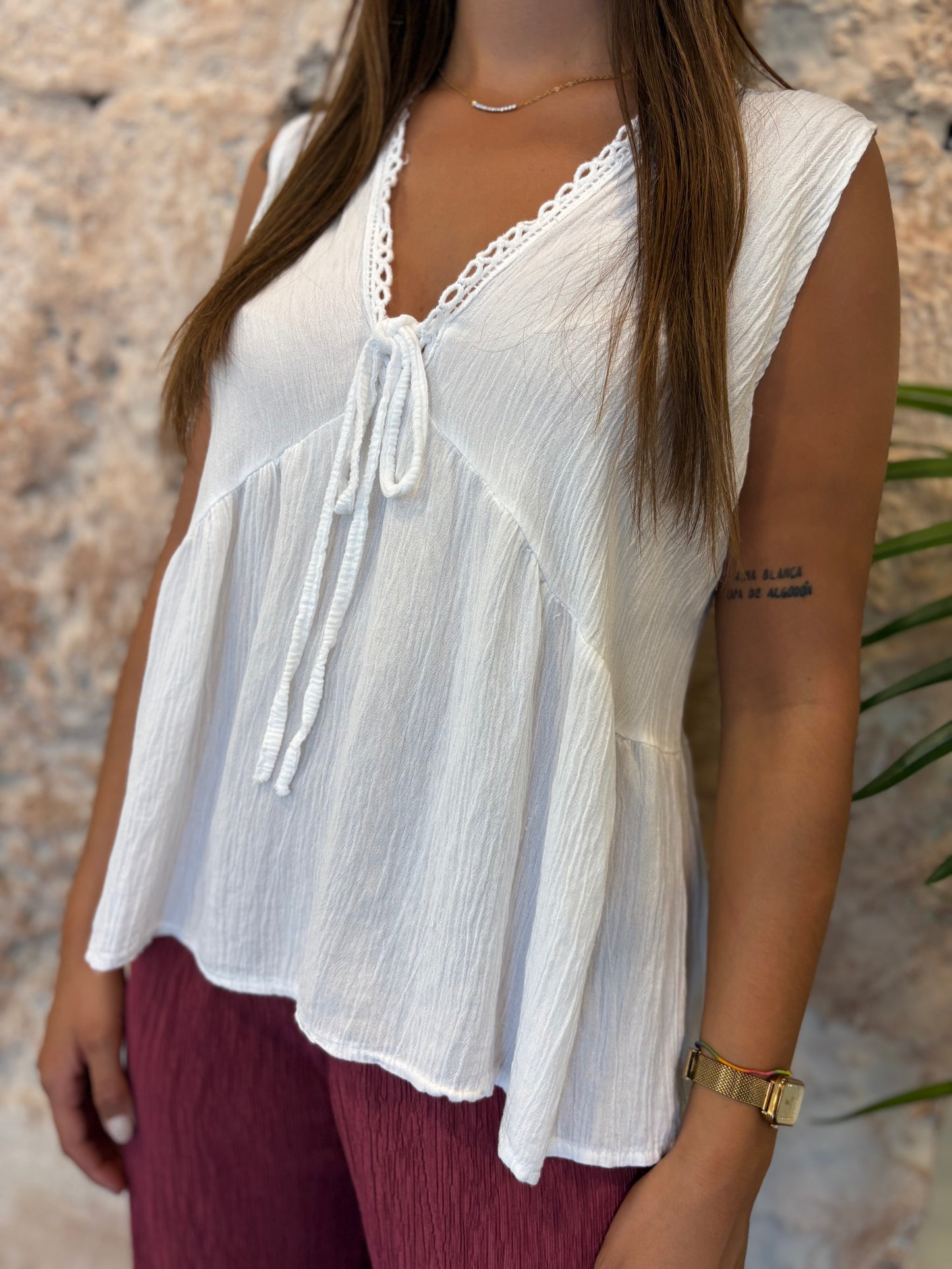 BLUSA BAMBULA LAZADA BLANCA