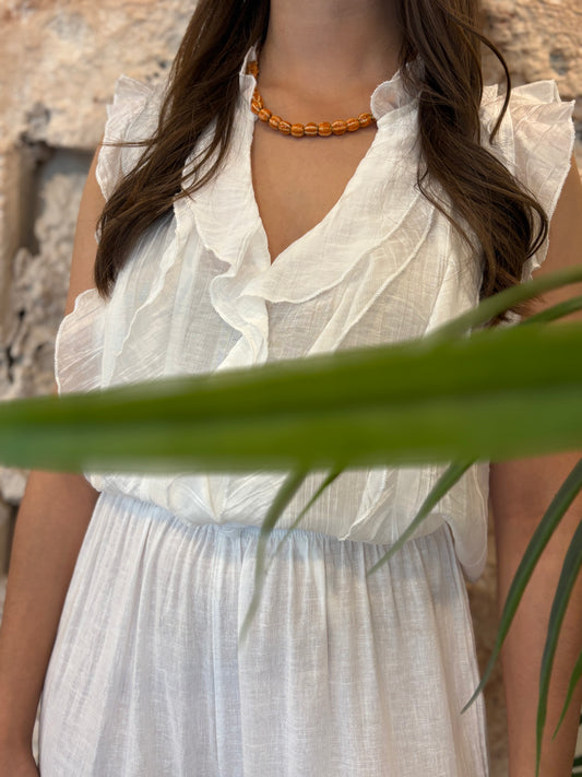 COLLAR BOLAS PEQUEÑAS CERAMICA NARANJA