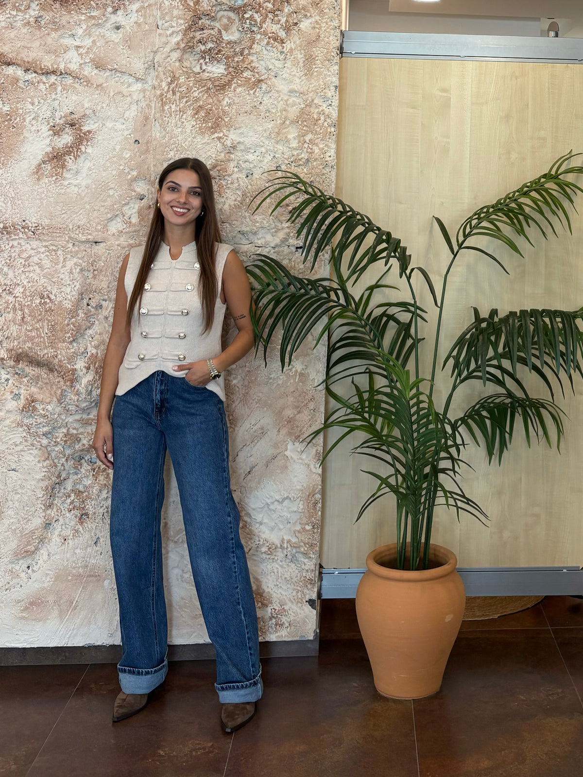 JEANS WIDE LEG DENIM OSCURO