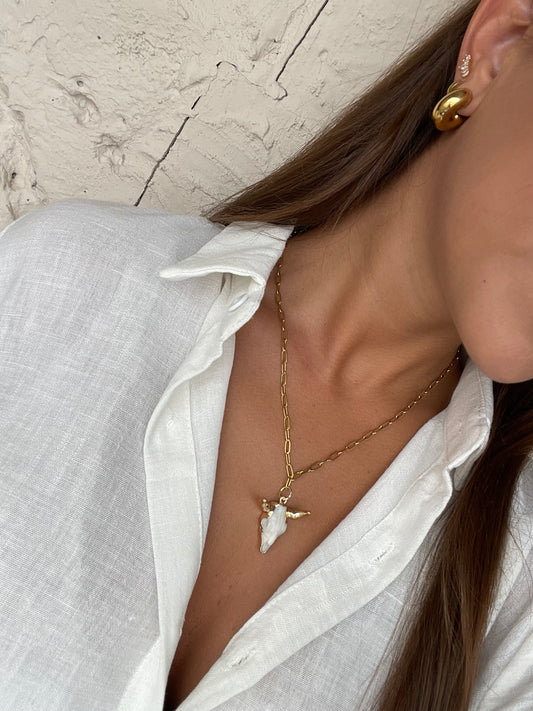 COLLAR CABEZA BÚFALO BLANCO