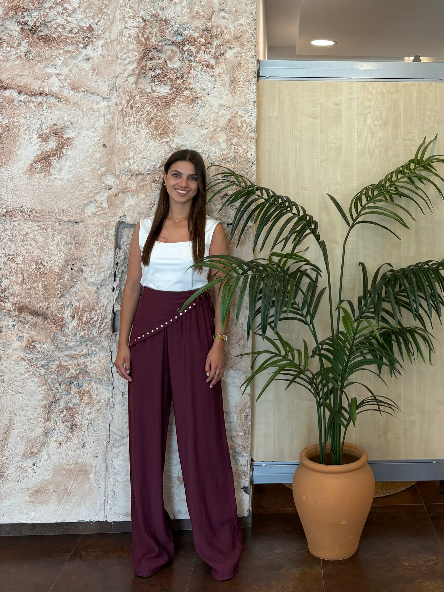 PANTALÓN PAÑUELO FLUIDO MORADO