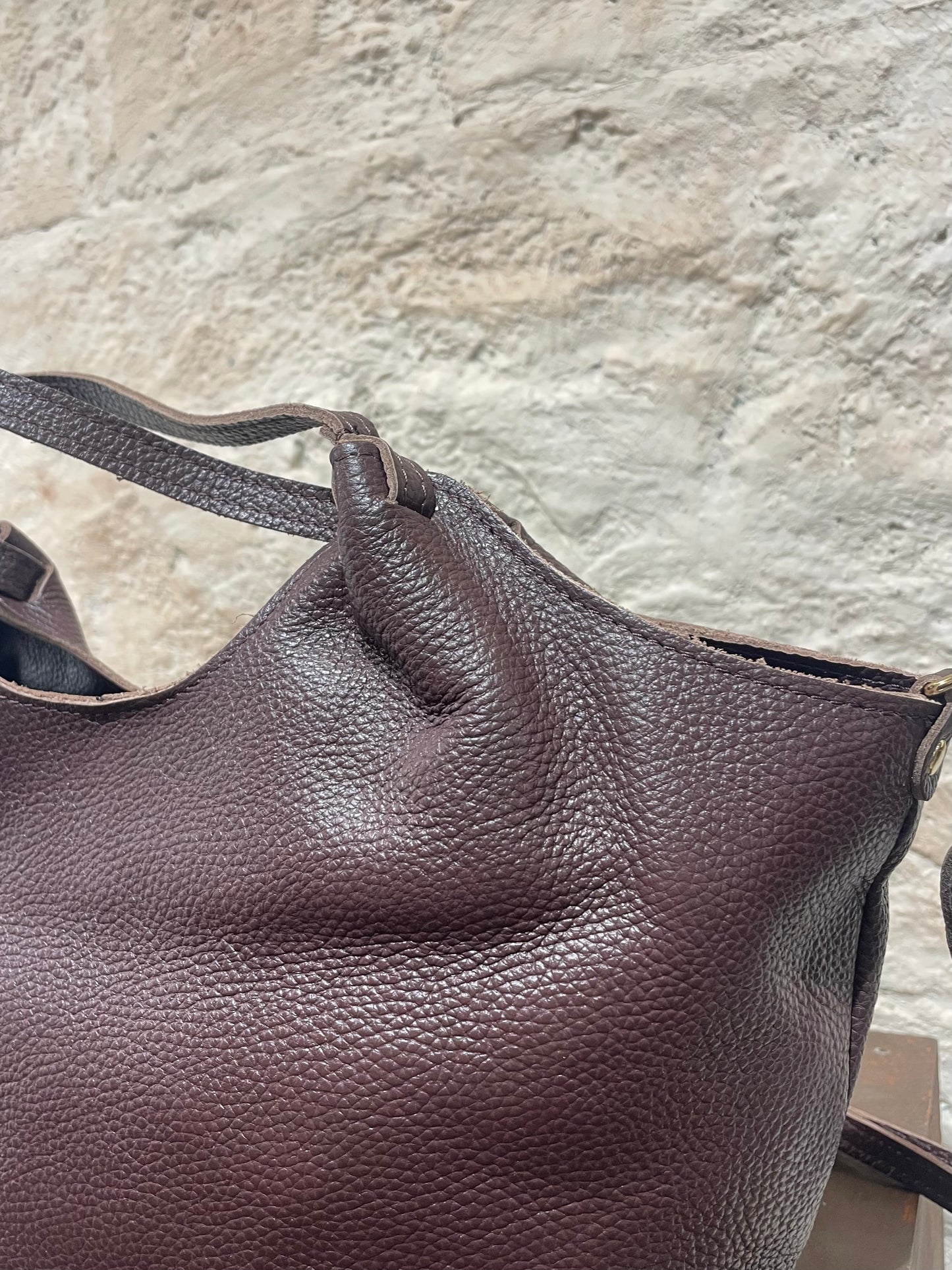 BOLSO SHOPPER PIEL BURDEO
