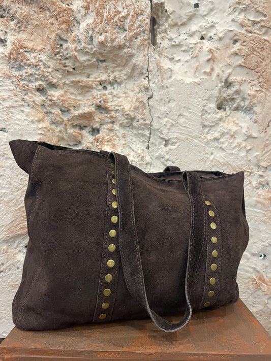 SHOPPER PIEL TACHAS MARRÓN CLASSIC