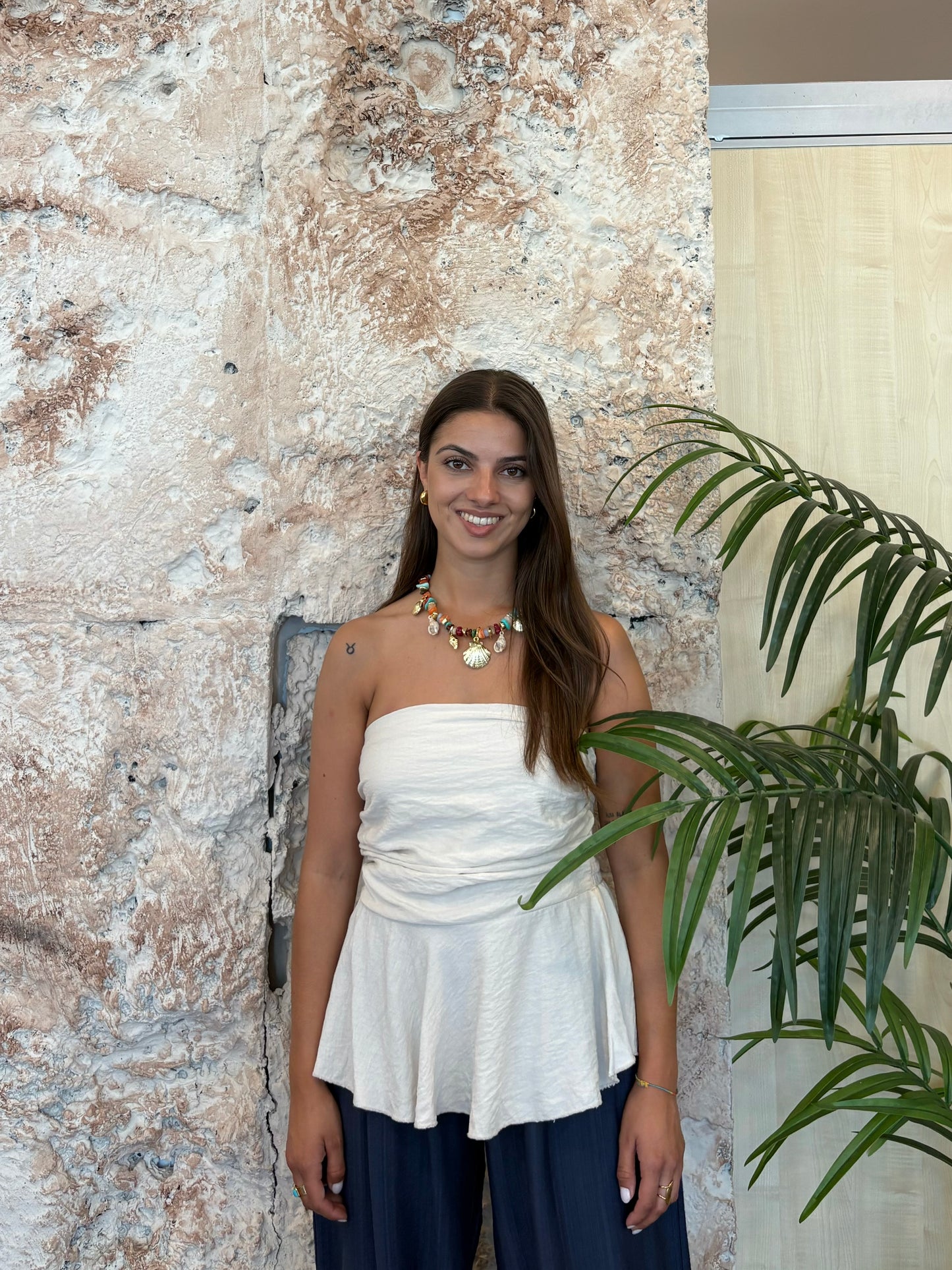 TOP VOLANTE BEIGE
